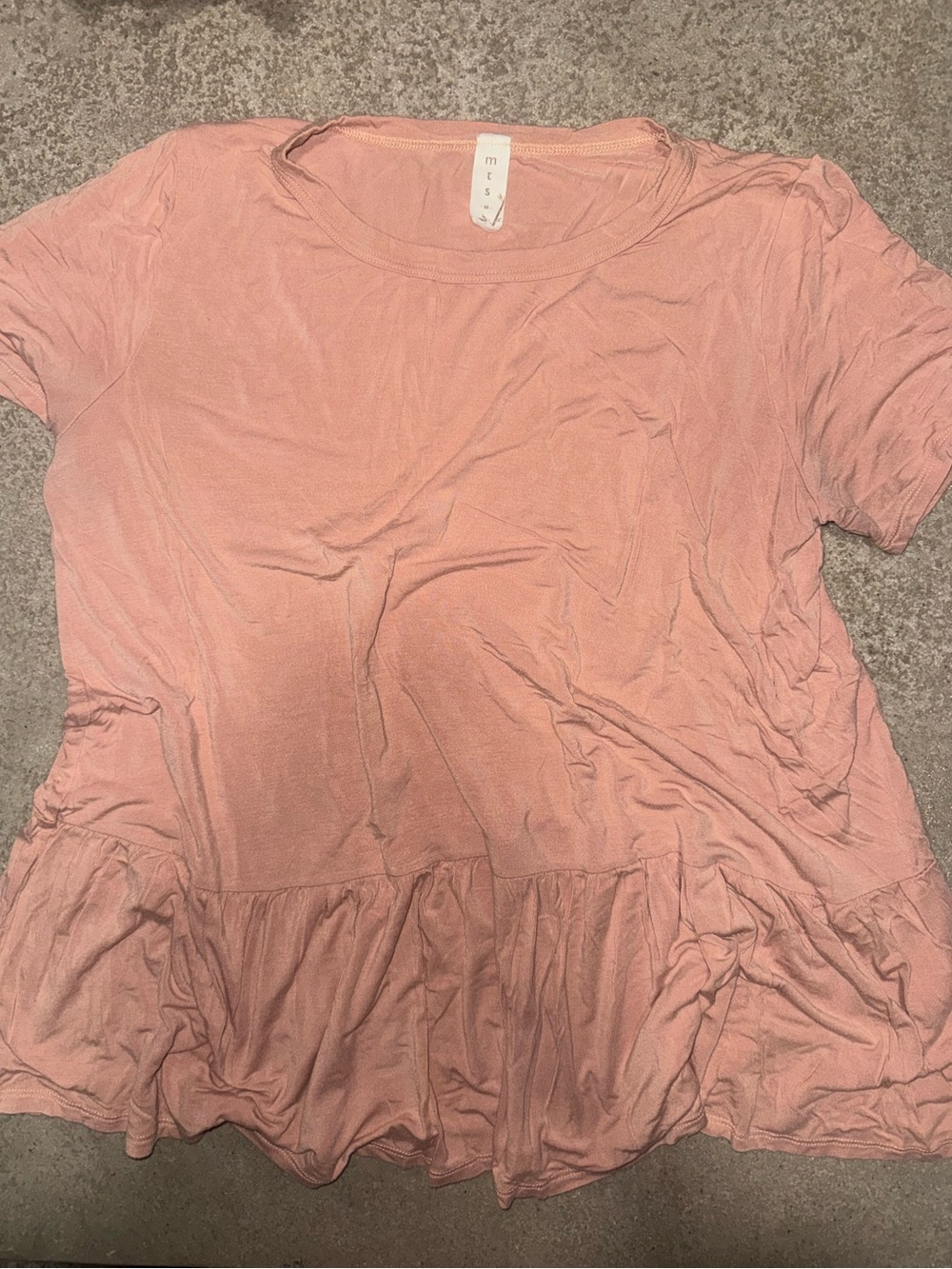 mts Dusty Rose Peplum Short Sleeve Tunic